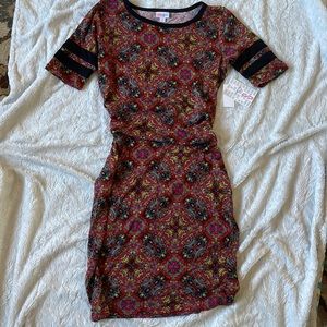 NWT LuLaRoe julia dress. Size small. Sporty detail on sleeves. Fitted dress